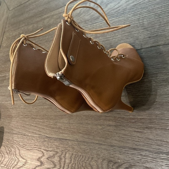 NWT BURJU Moment Nude Open Toe Lace Up Ankle Boots | Size 5.5 - Picture 7 of 12